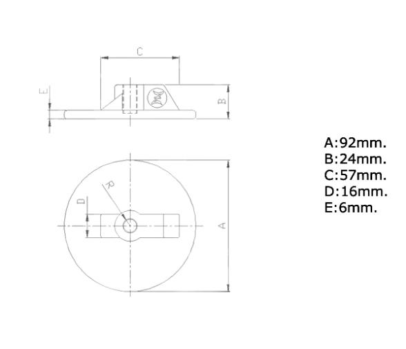 Zineti Anodo Zinc Placa Circular con Rosca