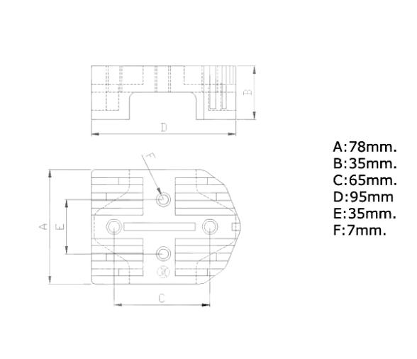 Zineti Anodo Zinc Placa con 4 Agujeros