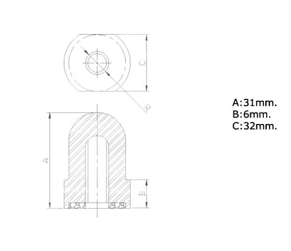 Zineti Anodo Zinc Tuerca con Arandela de Goma