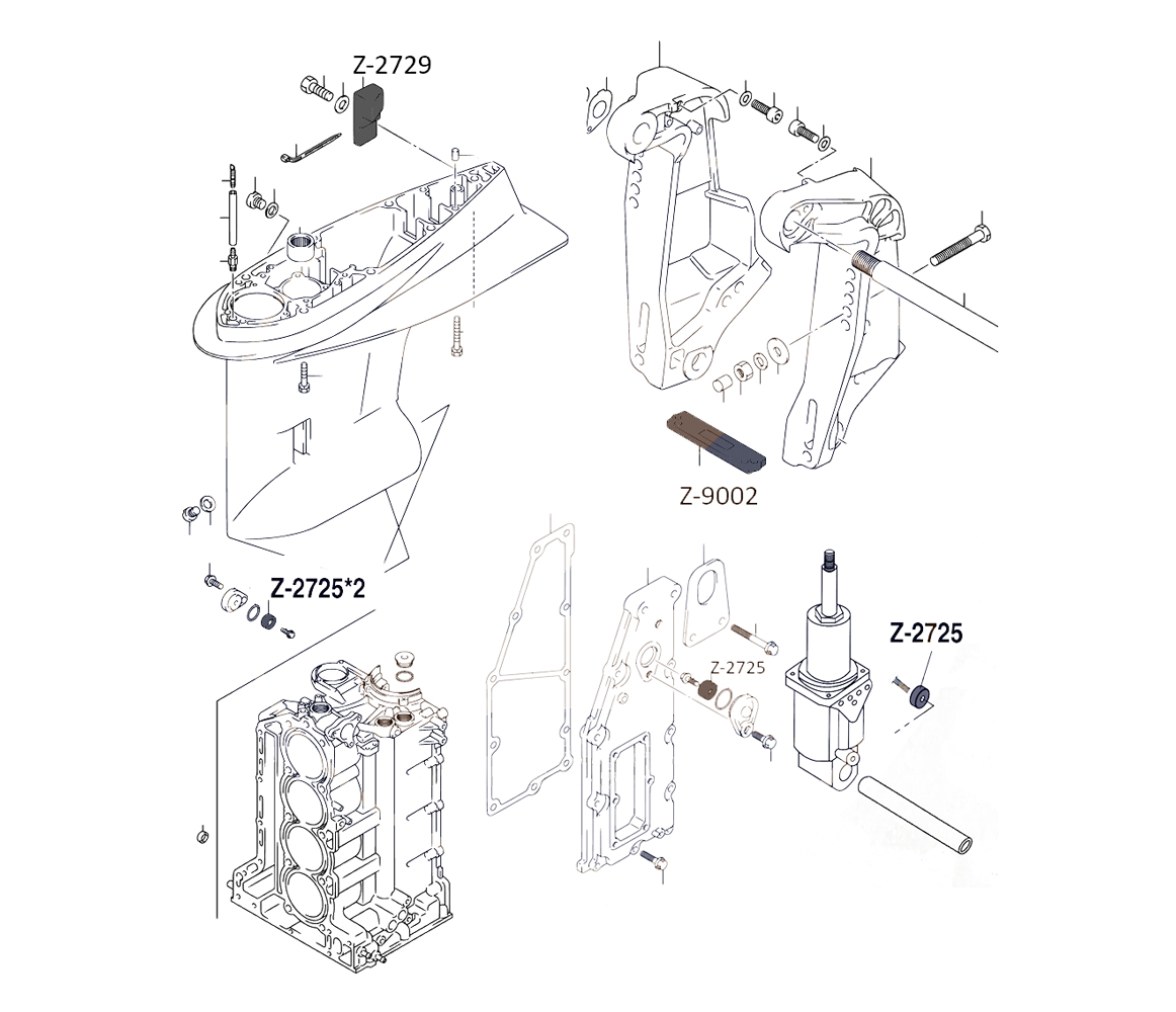 Zineti Kit Ánodos Suzuki 90-140