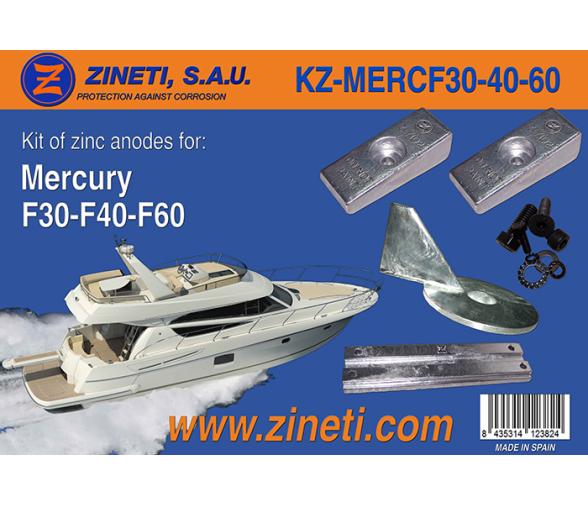 Zineti Kit de Anodos para Mercury F30-F40-F60