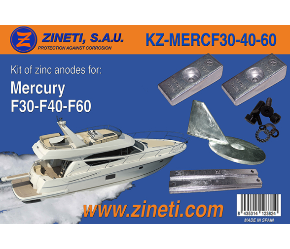 Zineti Kit de Anodos para Mercury F30-F40-F60
